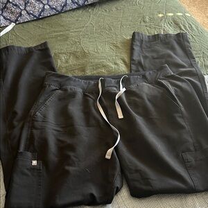 Figs Men's Black Joggers with White Drawstring